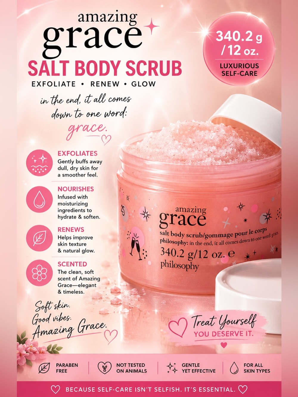 Philosophy Amazing Grace Salt Body Scrub — Pink Peach